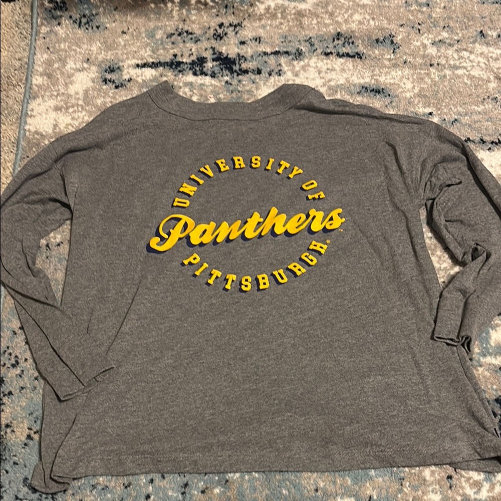 Victoria's Secret Gray Long Sleeve Tee with Yellow Print